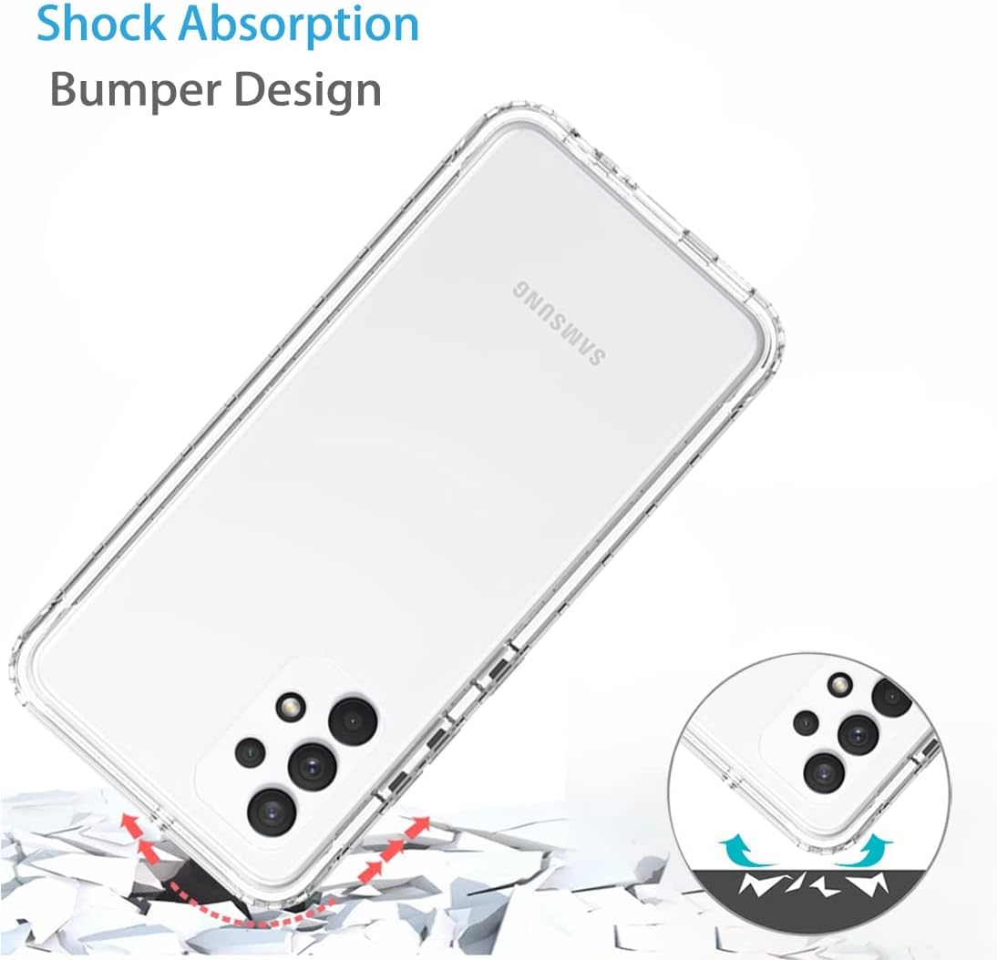 Bohefo Funda transparente compatible con Galaxy A32 4G, SM-A325F con protector de pantalla de vidrio templado, bonito protector de cristal a prueba