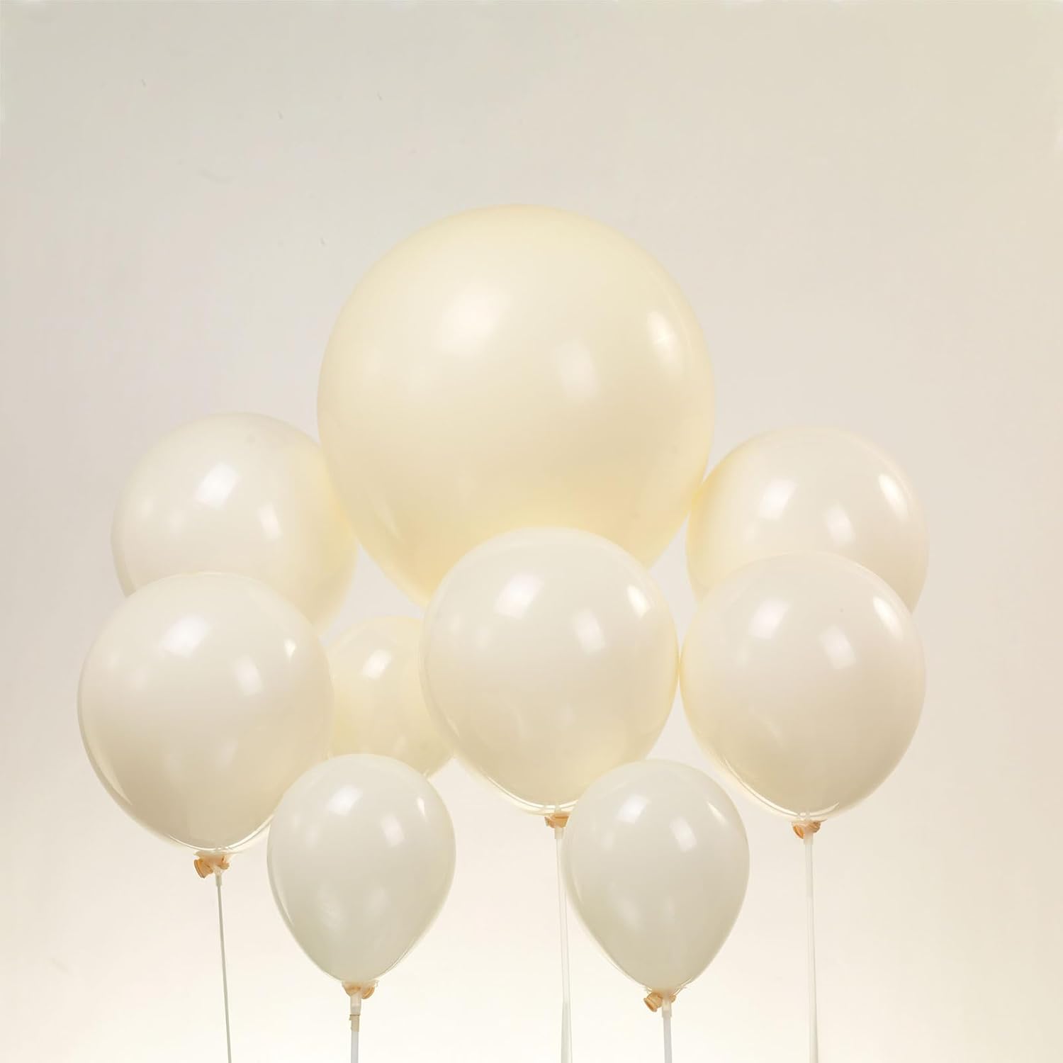 Globos de color marfil de doble relleno, globo blanco marfil de diferentes tamaños, paquete de 63 globos de 18+10+5 pulgadas, 2 capas para