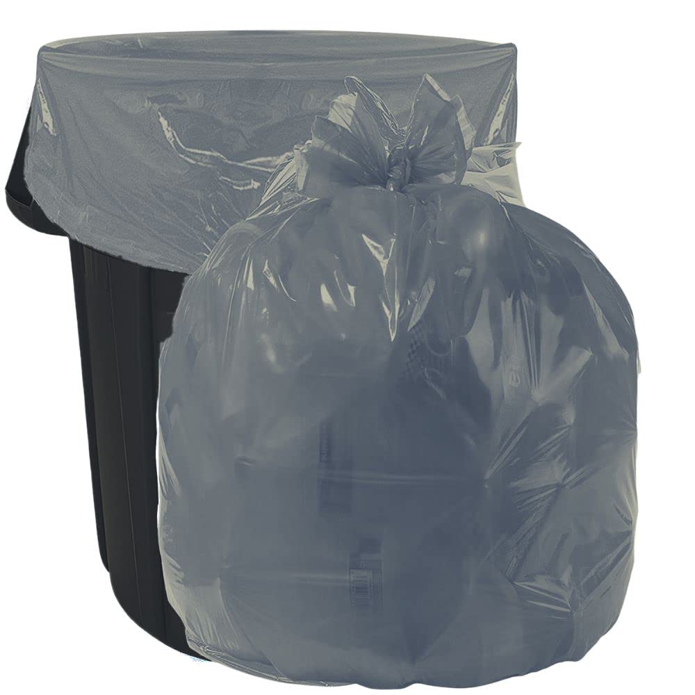 Plasticplace Bolsas de basura de 32-33 galones  1.5 mil  Revestimientos plateados para botes de basura  33 pies x 39 pulgadas (100 unidades)