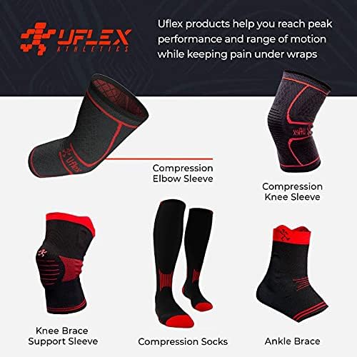 UFlex Elbow Compression Sleeve for Women & Men- Brace for Injury Recovery, Tendonitis, Tennis Elbow, Bursitis, Weightlifting, Golf, Basketball-