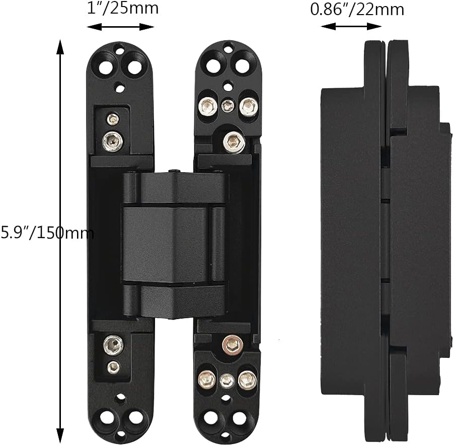 Bisagras invisibles Bisagra de puerta oculta resistente Bisagra oculta 3-D ajustable – Negro -1 par