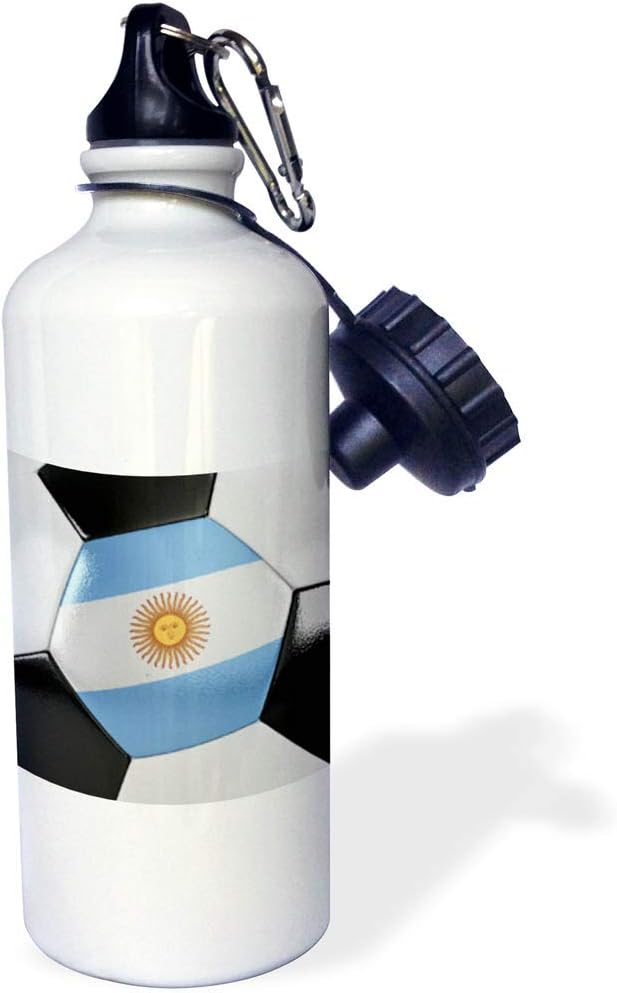 3dRose Argentina – Botella de agua deportiva con balón de fútbol, 21 onzas, 21 onzas, multicolor