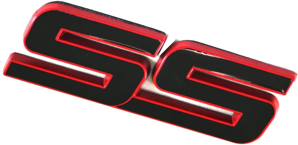 1 calcomanía de metal SS para puerta delantera, emblema SS para automóvil, repuesto para Chevy Camaro 06-10 (línea roja)