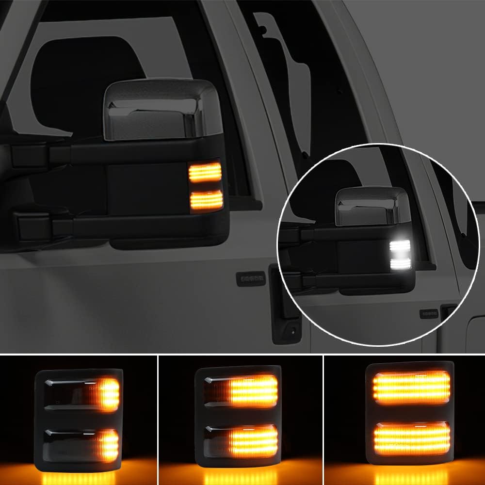 Luces LED para espejo lateral para Ford F250 F350 F450 Super Duty 2008-2016, luz de estacionamiento de coche ahumada, luz de espejo lateral,