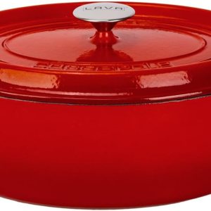 LAVA – Horno holandés de hierro fundido de 6.75 cuartos de galón olla holandesa de forma ovalada multiusos con tres capas de esmalte recubiertas con LAVA – Horno holandés de hierro fundido de 6.75 cuartos de galón olla holandesa de forma ovalada multiusos con tres capas de esmalte recubiertas con