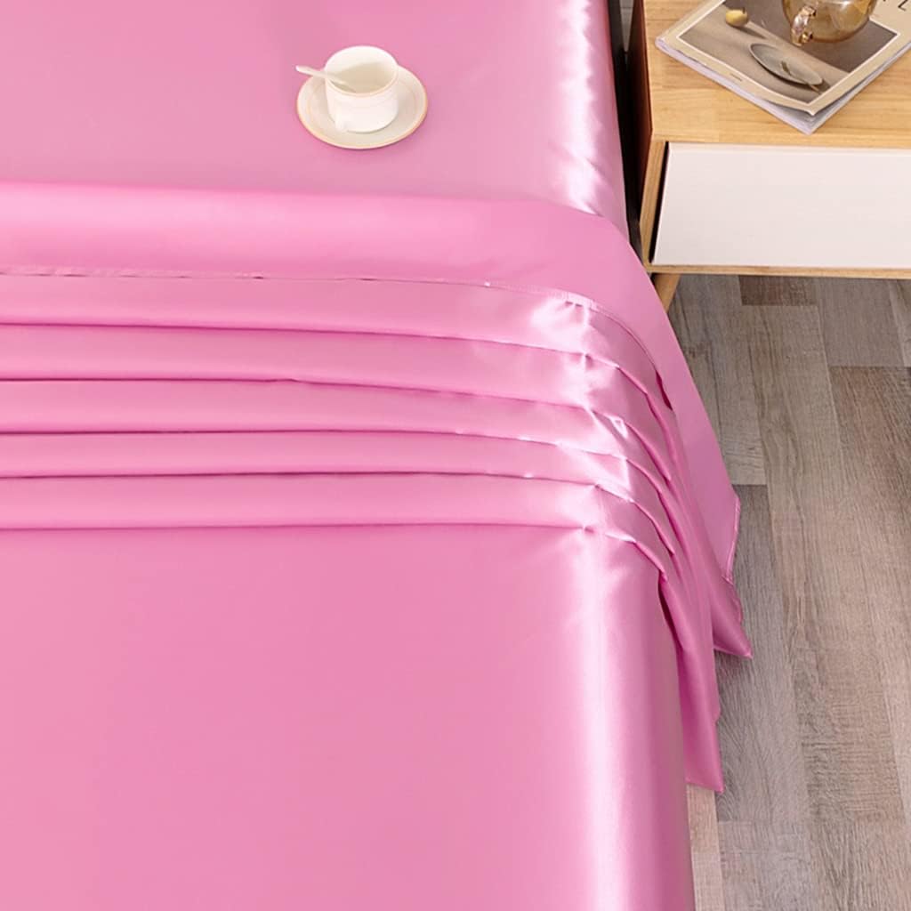 Sfoothome Sábanas de satén Queen 4 piezas, rosa Juego de sábanas sedosas de lujo para hotel, juego de sábanas de microfibra, resistente a las