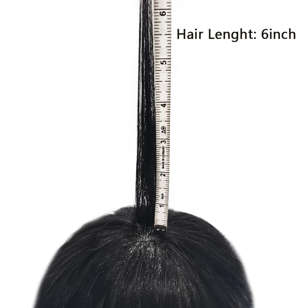 Toupee – Pieza de pelo para hombre, con revestimiento de poliéster fino, pelo humano real, tupé, 100% atado a mano, sistema de reemplazo de cabello