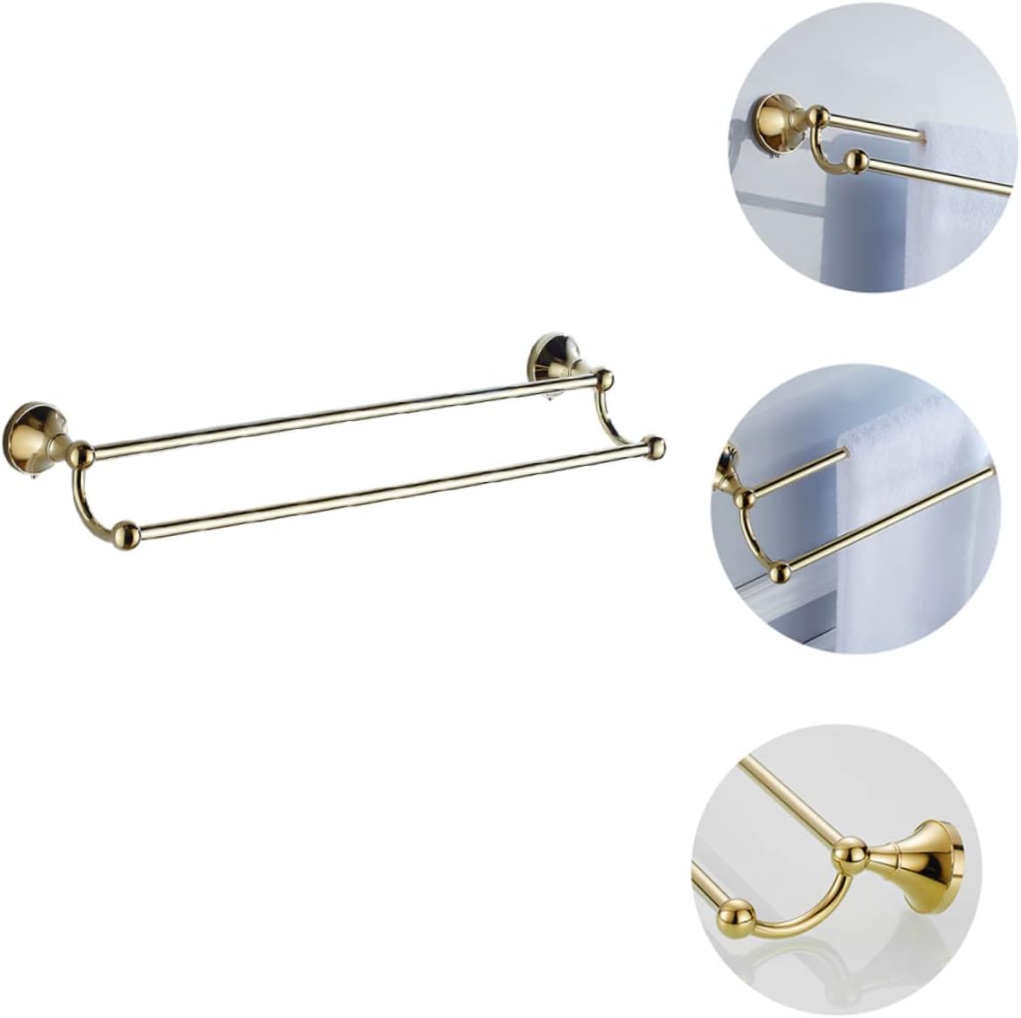 Toallero de doble barra de latón para toallas de baño, estante de acero inoxidable, estantes montados en la pared, barra de toalla de cocina,