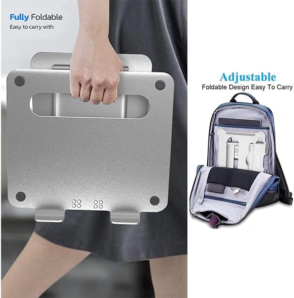 Soporte ergonómico plegable de altura ajustable portátil para portátil de 10 a 16 pulgadas compatible con soporte de escritorio MacBook (plata)