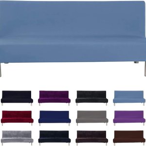 Funda elástica para futón sin brazos, funda de sofá cama sin brazos, plegable, lavable a máquina, protector sin reposabrazos, suave con parte Funda elástica para futón sin brazos, funda de sofá cama sin brazos, plegable, lavable a máquina, protector sin reposabrazos, suave con parte
