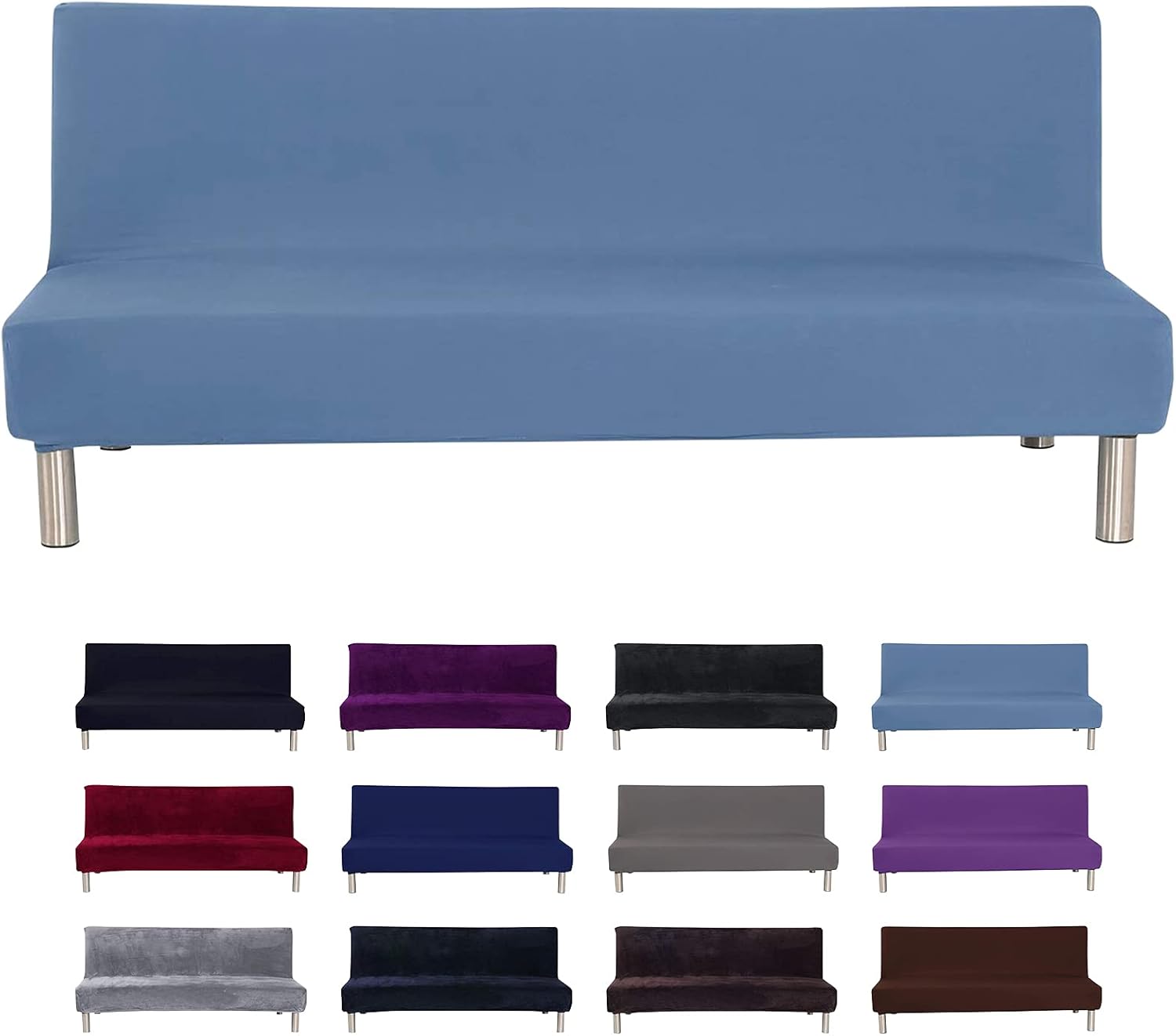 Funda elástica para futón sin brazos, funda de sofá cama sin brazos, plegable, lavable a máquina, protector sin reposabrazos, suave con parte