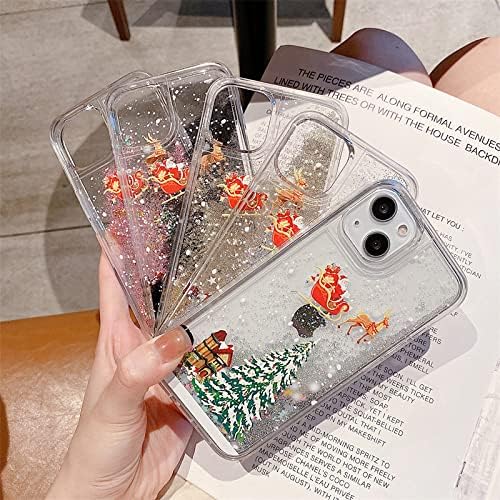 Topwin Funda para iPhone 13 de 6.1 pulgadas, diseño de arena movediza de 6.1 pulgadas, líquido flotante con purpurina brillante, muñeco de nieve,