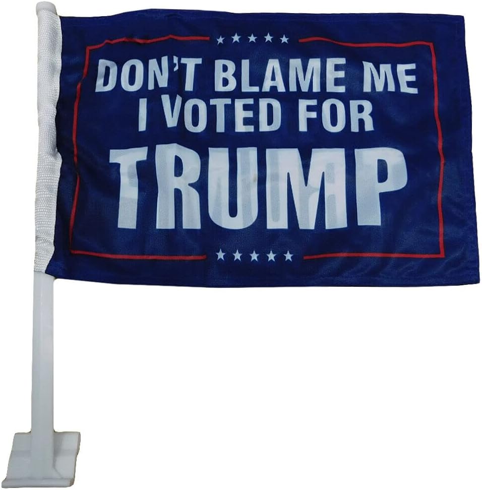 Paquete de 12 banderas prémium de nailon de nailon con texto en inglés Dont Blame Me I Voted For Trump de 12 x 18 pulgadas