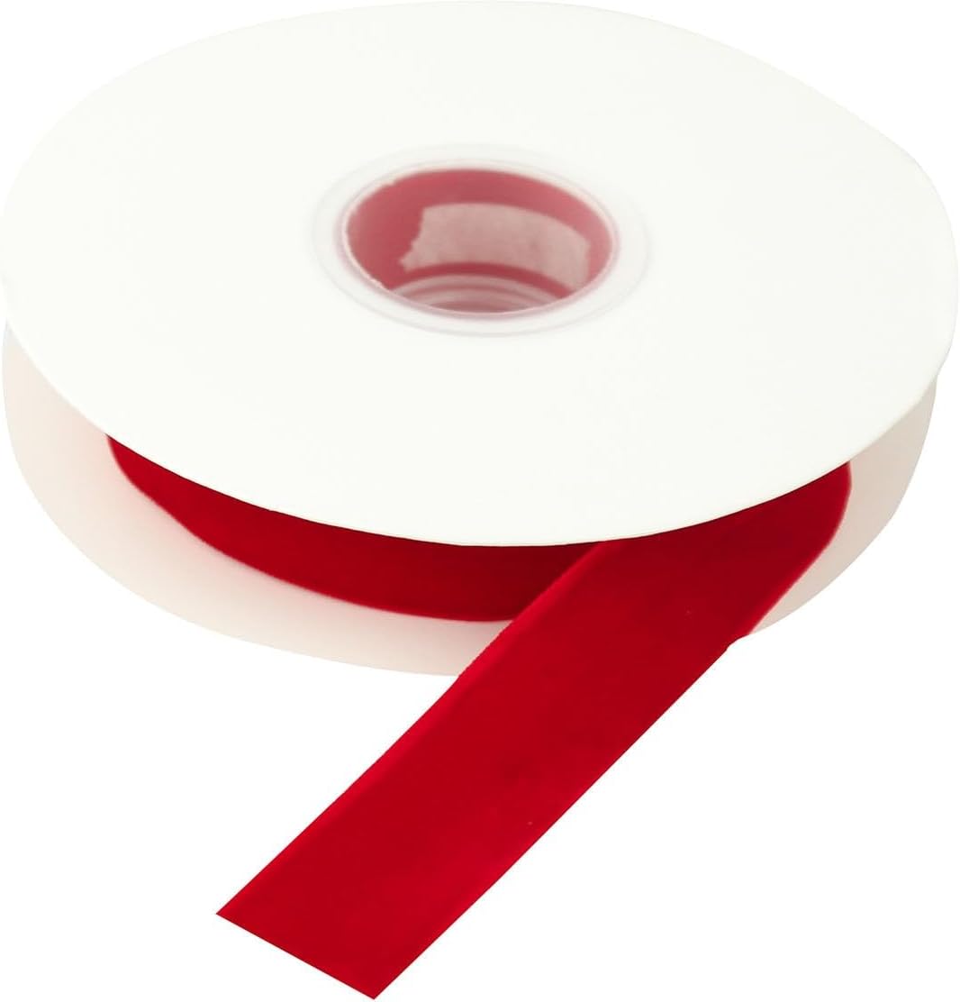 Efavormart – Bobina de cinta de terciopelo de una sola cara roja de 1 pulgada, suministros de manualidades, rollo de cinta de terciopelo y nailon
