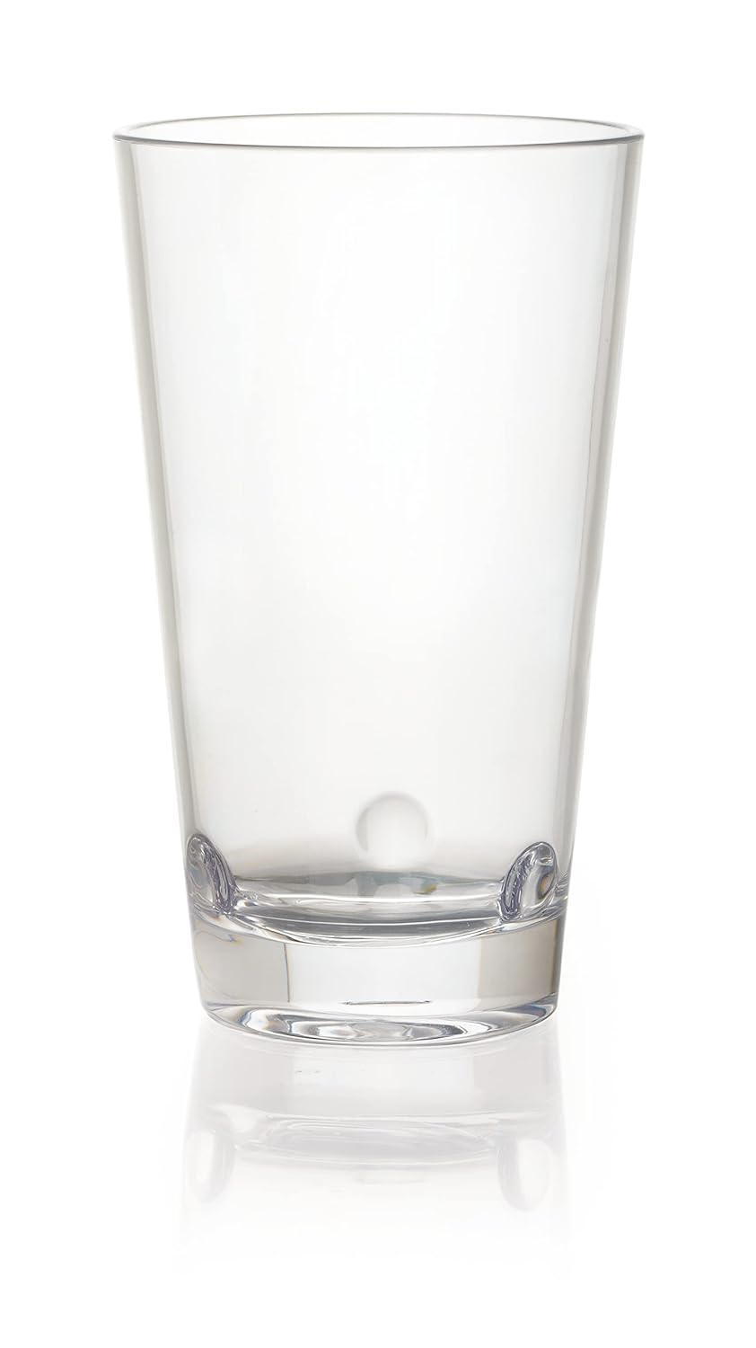G.E.T. SW-1475-CL – Vaso de plástico apilable para cerveza, sin BPA, 16 onzas, transparente (juego de 12)