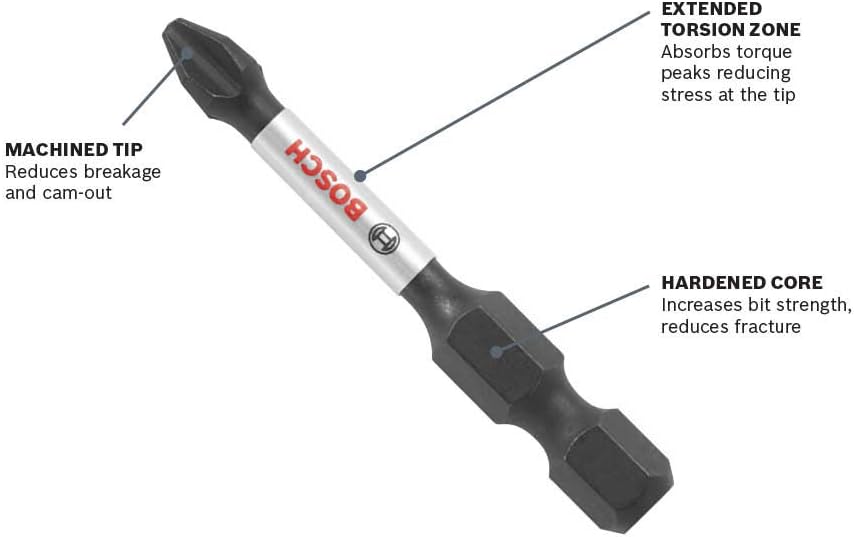 BOSCH ITPH31B Paquete de 10 unidades de 1 pulgada. Phillips #3 Impact Tough Destornillador Brocas