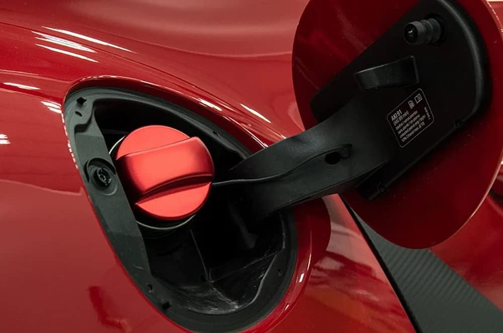 iJDMTOY Cubierta decorativa de tapa de gas con aspecto de aluminio rojo, compatible con Porsche Cayenne Macan 911 718 CaymanBoxster, Panamera