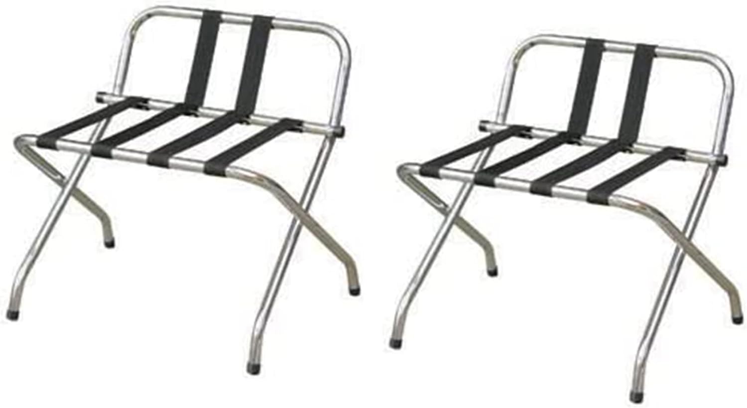 2 Pack- Folding Chrome Stainless Steel Luggage Rack with Back