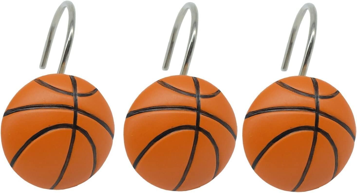 Doupoo Home – Juego de 12 ganchos decorativos para cortina de ducha (baloncesto)