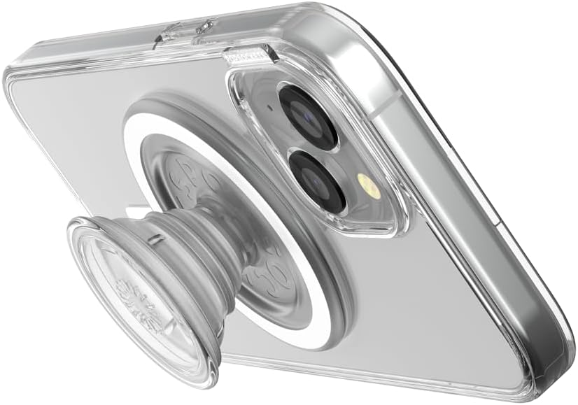 PopSockets Funda para iPhone 15 con agarre redondo para teléfono compatible con MagSafe, funda de teléfono para iPhone 15, compatible con carga