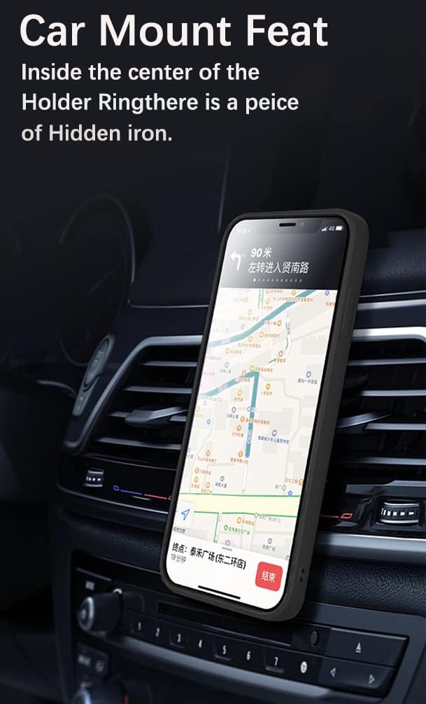 Funda compatible con Poco F5 Pro con soporte de anillo negro, funda para teléfono Xiaomi Poco F5 Pro, funda de silicona líquida con forro de