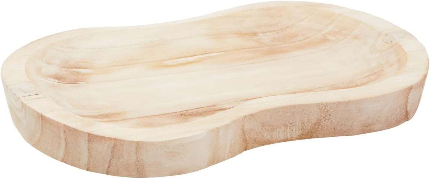 Okuna Outpost Cuencos de madera hechos a mano para decoración, centro de mesa de madera de Paulownia en 8 formas (11 x 16 pulgadas)