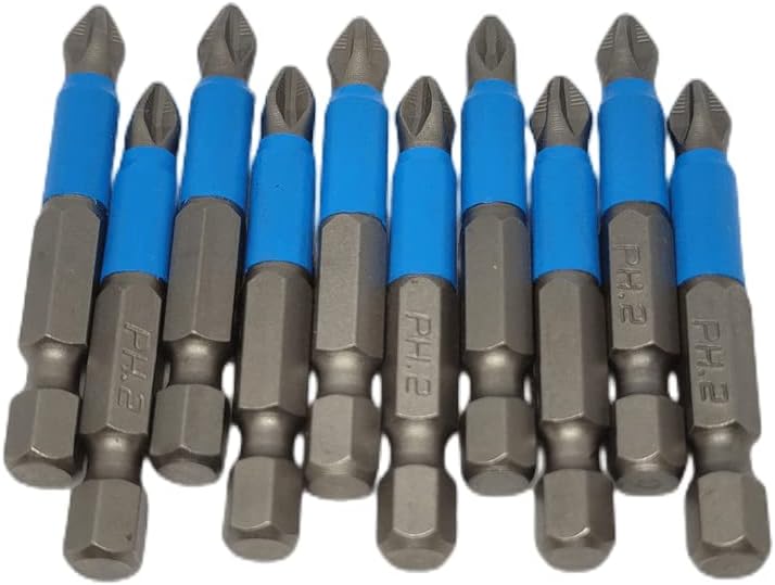 10 piezas Phillips Bits Ph2 herramienta eléctrica, juego de puntas de destornillador magnéticas, juego de puntas Phillips antideslizantes de 2