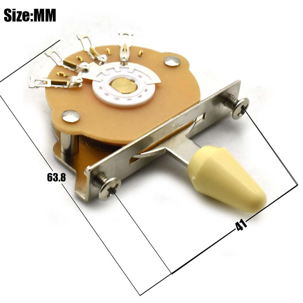 Interruptor selector de pastilla de 3 vías para guitarra eléctrica, con perilla negra, blancaamarilla para guitarra eléctrica Fender de 8 patas (3