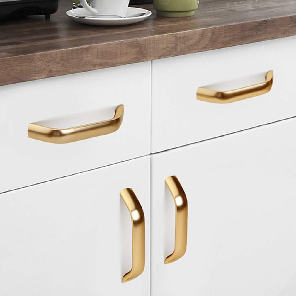 Tirador de puerta de armario de cocina de aleación de aluminio, moderno tirador de muebles dorado arqueado, tirador de cajón de armario de bar,