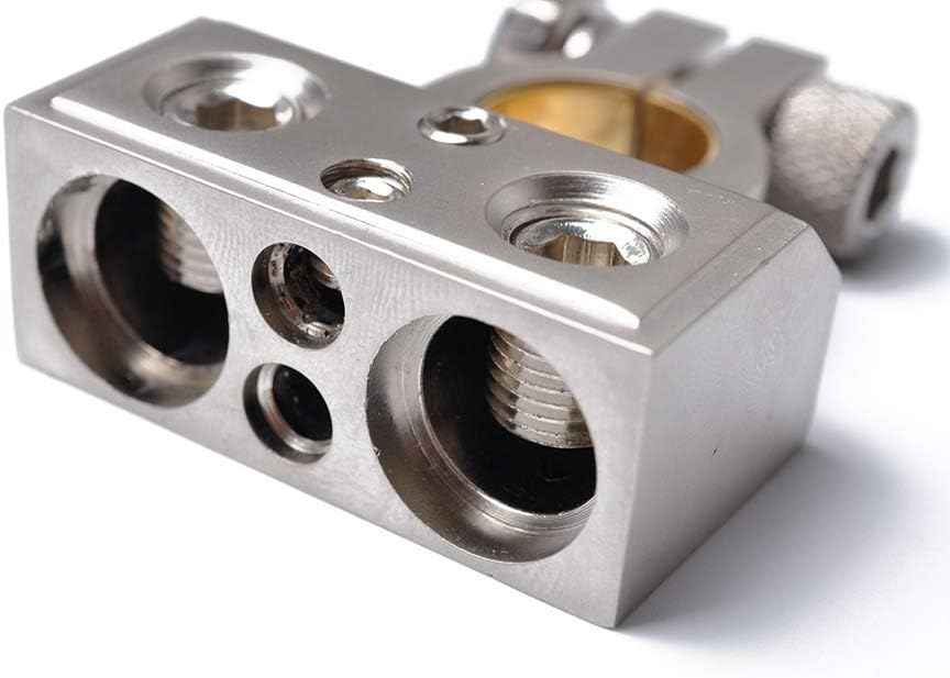 Juego de conectores de terminales de batería, cable doble calibre 10 y cable de calibre 8 positivo o negativo con anillos adaptadores (1 par)