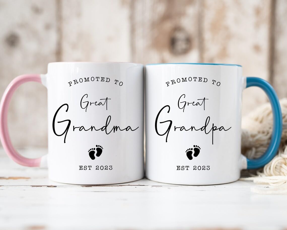 Juego de 2 tazas, taza de abuela y abuelo para anuncio de embarazo de bebé, taza para abuelo, taza de abuela, regalo de felicitación para abuelo,