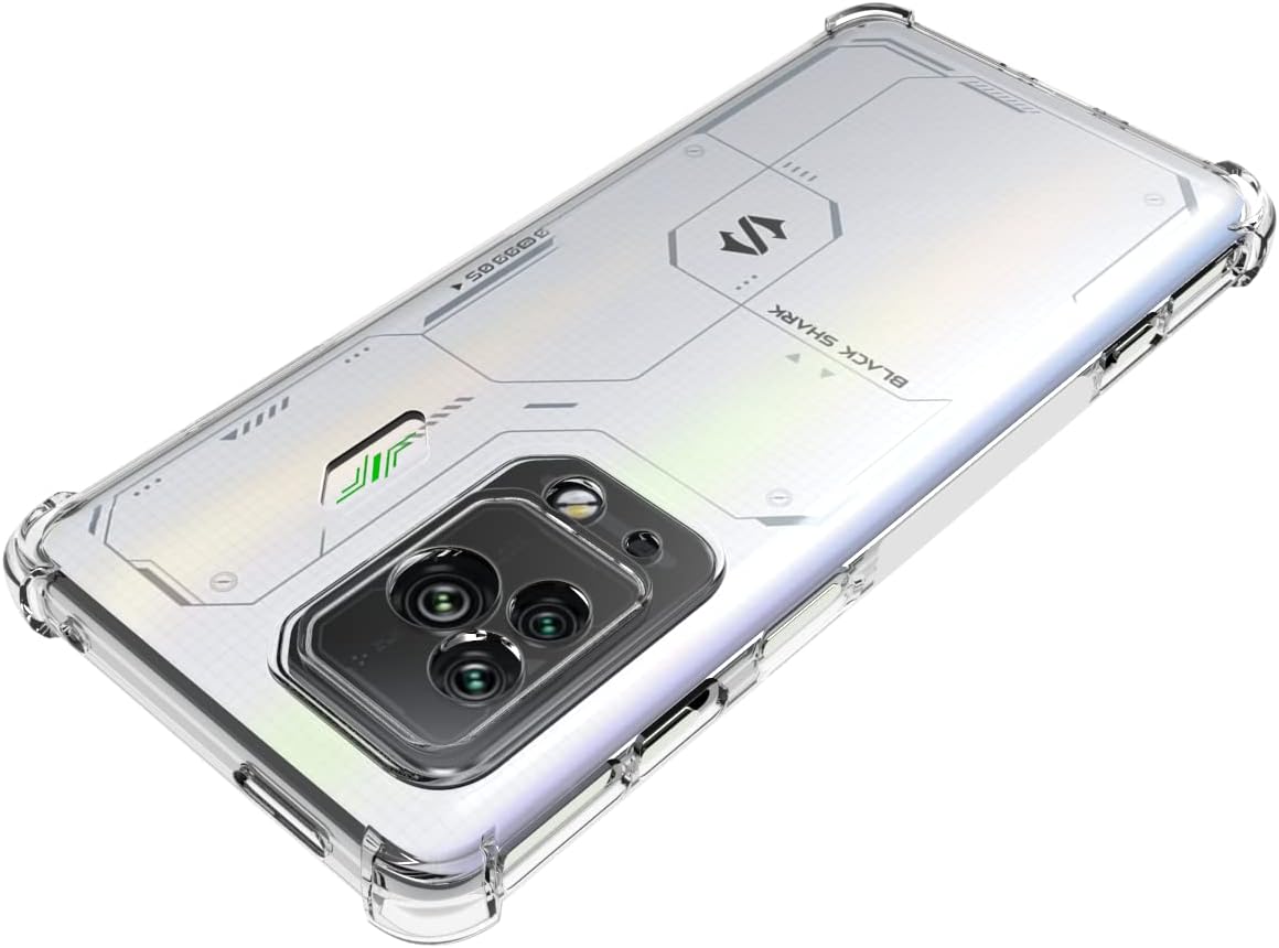 Caso para negro tiburón 5 pro claro TPU cuatro esquinas cubierta protectora transparente suave funda
