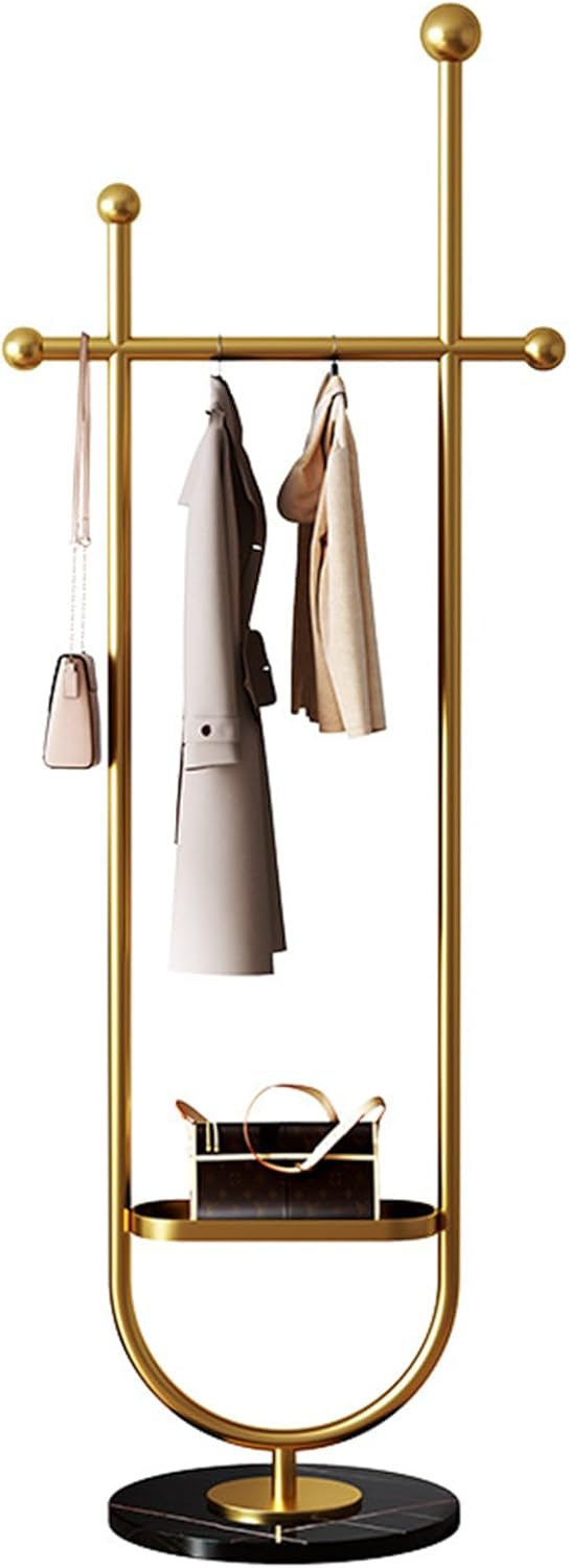 Perchero moderno dorado independiente para colgar ropa, perchero de metal resistente con base de mármol, para dormitorio, sala de estar, boutiques,