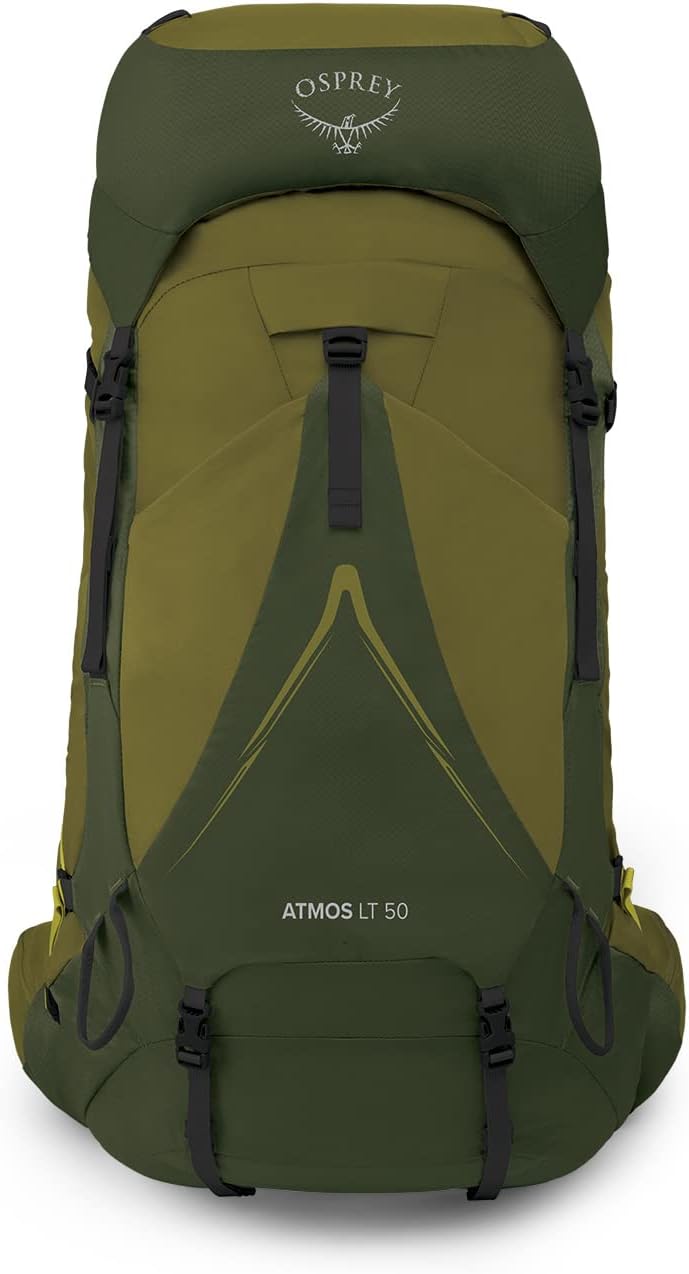 Osprey Atmos AG LT 50L Mochila de mochilero para hombre, Scenic ValleyVerde Peppercorn, LXL