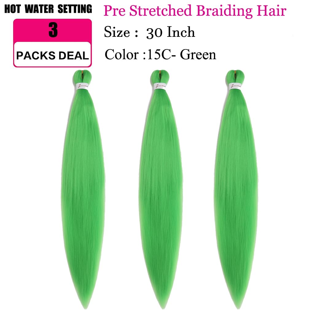 Extensiones de cabello trenzado preestiradas de 30 pulgadas, paquete de 3 paquetes de trenzas de ganchillo profesionales largas, cabello sintético