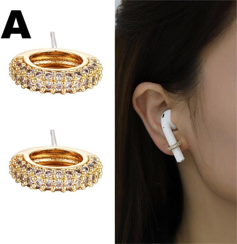 Auriculares con cadena antipérdida, pin plateado, aretes inalámbricos antipérdida, clip para la oreja, cadena para auriculares, aretes con clip para