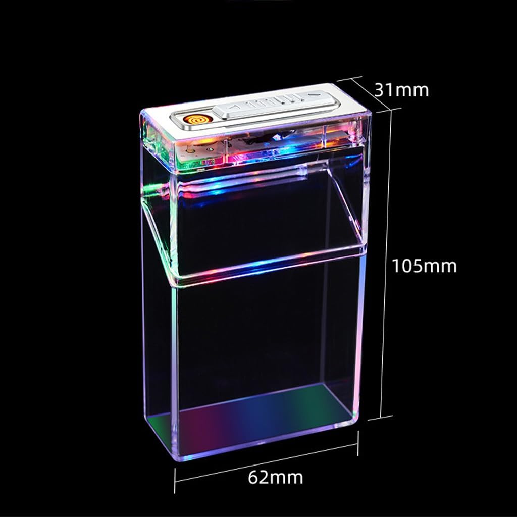 Estuche de cigarrillos transparente con encendedor, 20 cigarrillos regulares, encendedores USB, 2 en 1, transparente, extraíble, portátil, el mejor
