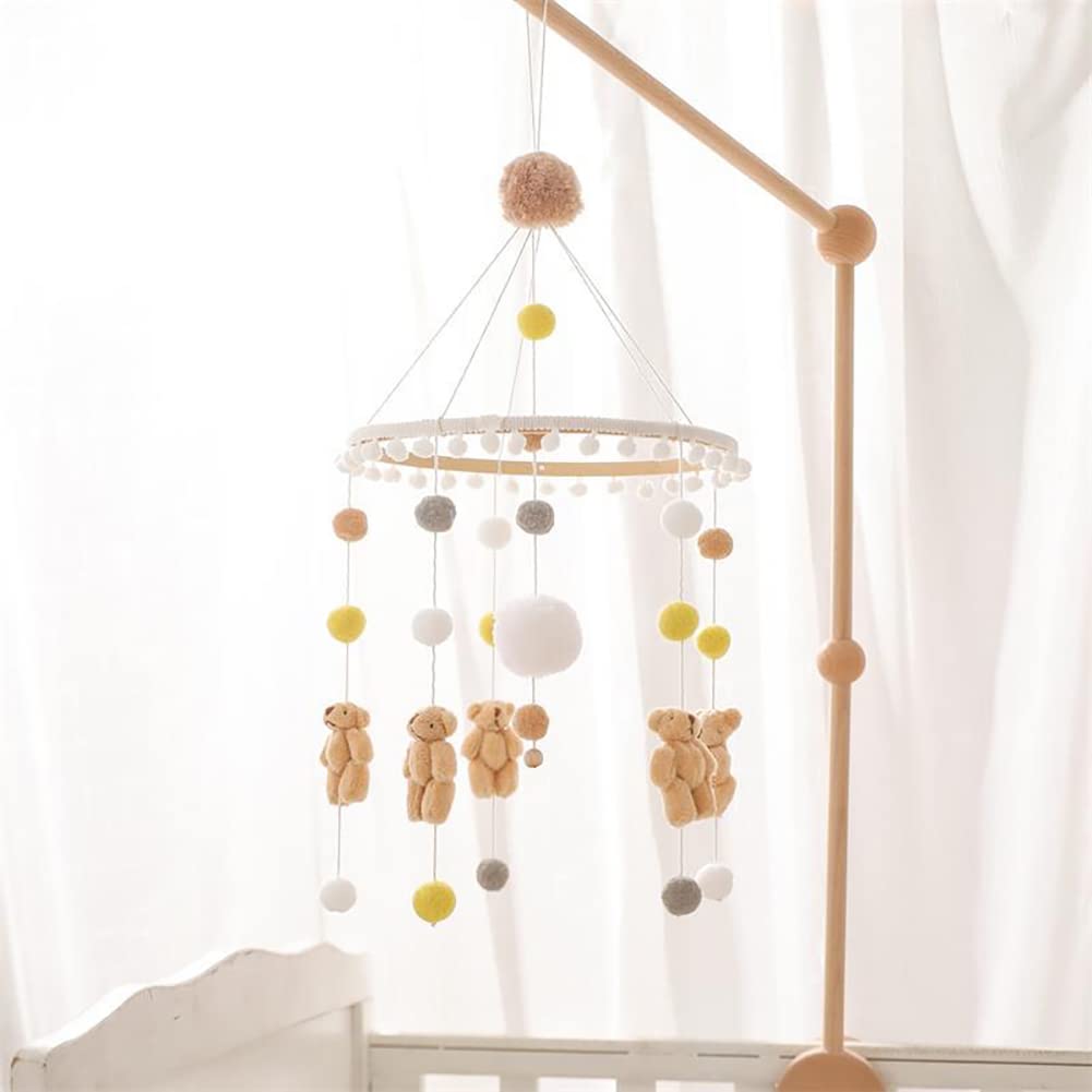Móvil de bebé para cuna  Campana de cama de panda, campanilla de viento para niñas y niños, móvil para moisés, bola de fieltro, juguete colgante