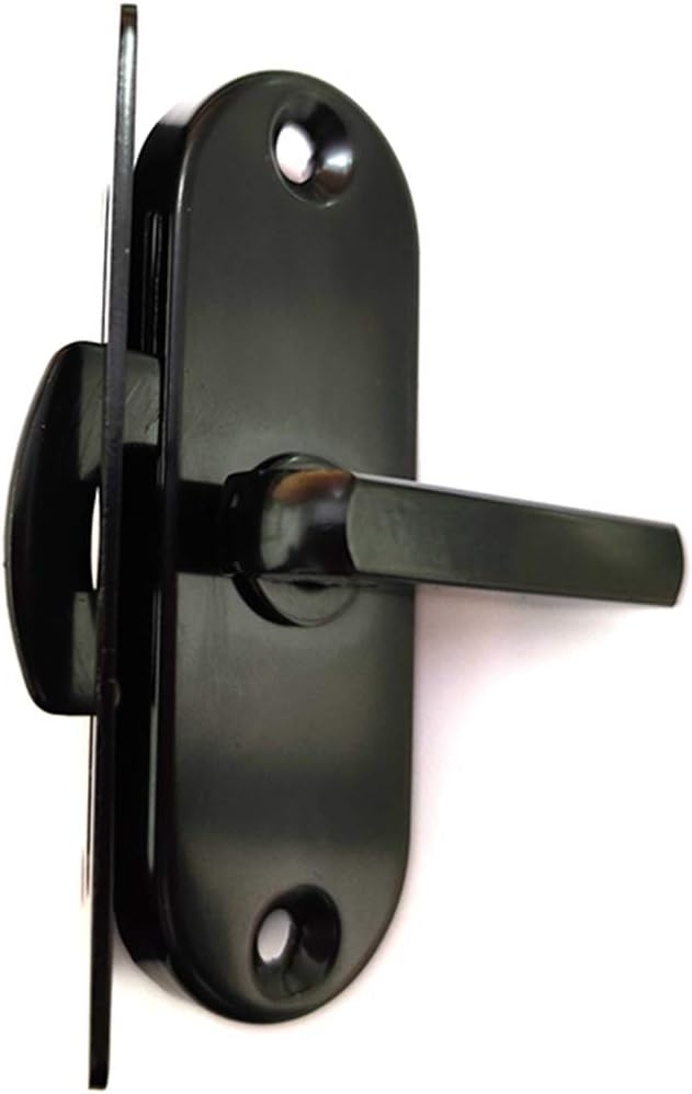 YUM, grande 90 grados flip acero inoxidable puerta corredera cerradura cerradura leva hebilla de puerta curva (negro)