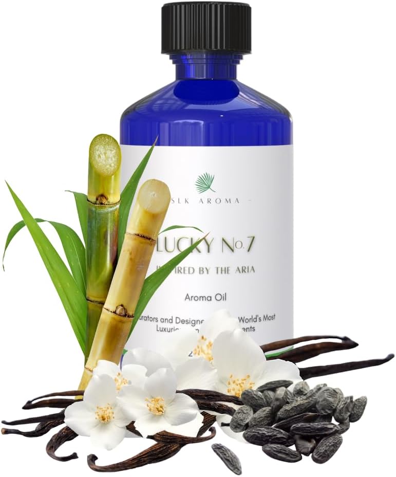 (Aria) Lucky No. 7 – Aceite aromático para difusores, sin agua y ultrasónico, mezcla de nicho de aceites esenciales y aromáticos, vainilla sedosa,