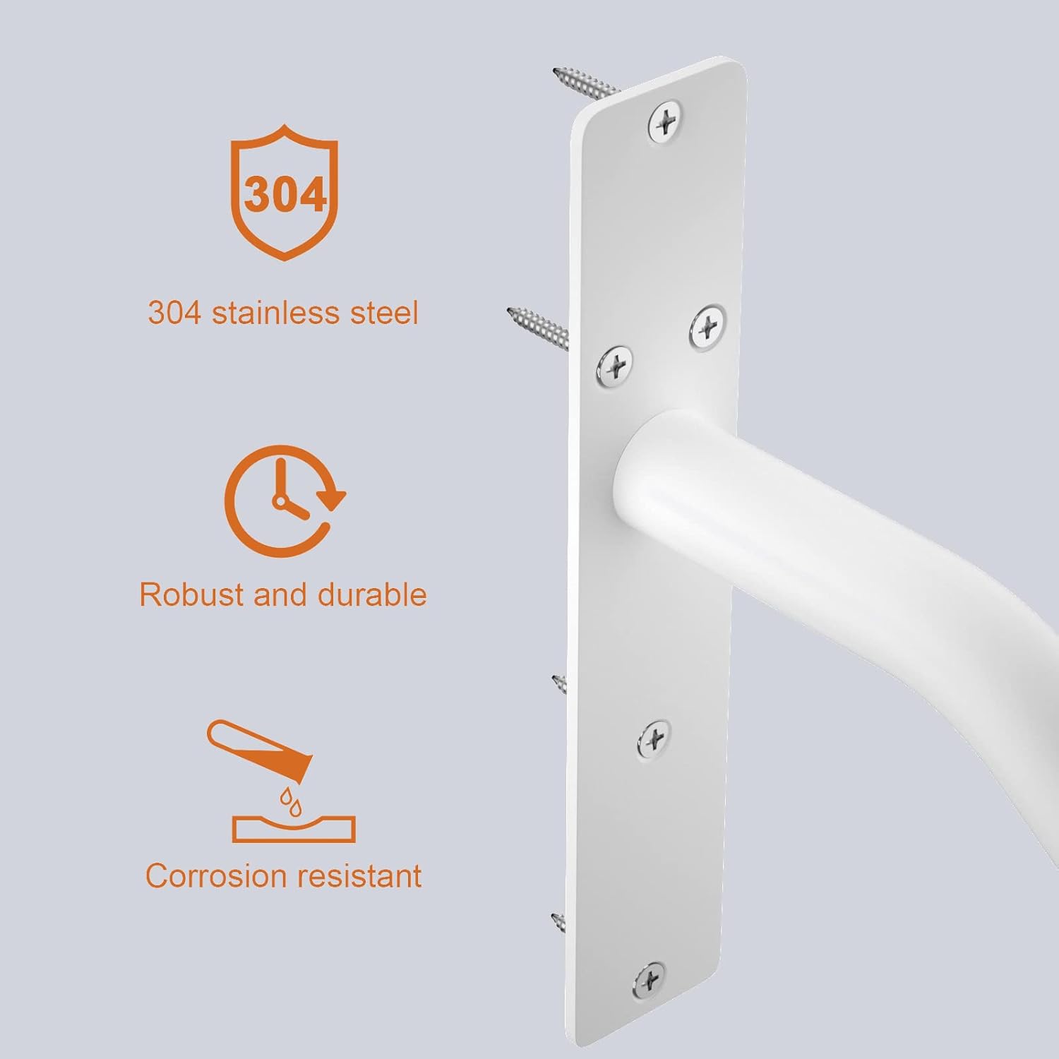 ZUEXT – Barandilla de acero inoxidable de 16 pulgadas de 1 a 3 escalones, barandilla de mano blanca aceitada para montaje en pared, barra de