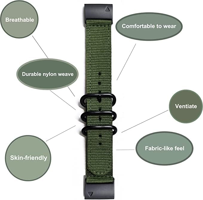 Correa de nailon para Fenix 7S6S5S de 0.787 pulgadas para mujeres y hombres, correa de repuesto tejida transpirable compatible con Garmin Fenix 6S