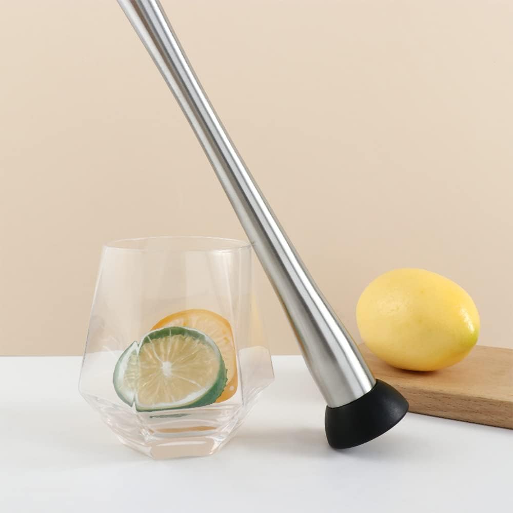 Vctitil Mezclador de cóctel de acero inoxidable y cuchara mezcladora, triturador largo de acero inoxidable para el hogar, herramienta mezcladora de
