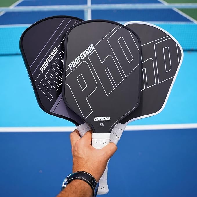 Professor PhD – Raqueta de paleta de pickleball de fibra de carbono cruda, aprobada por Estados Unidos, núcleo de panal de abeja, potencia y control