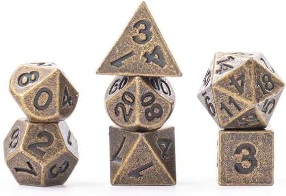 Mini juego de dados pequeños de metal DND con estuche de dados de acero inoxidable portátil, juego de dados de metal poliédrico D&D, perfecto para