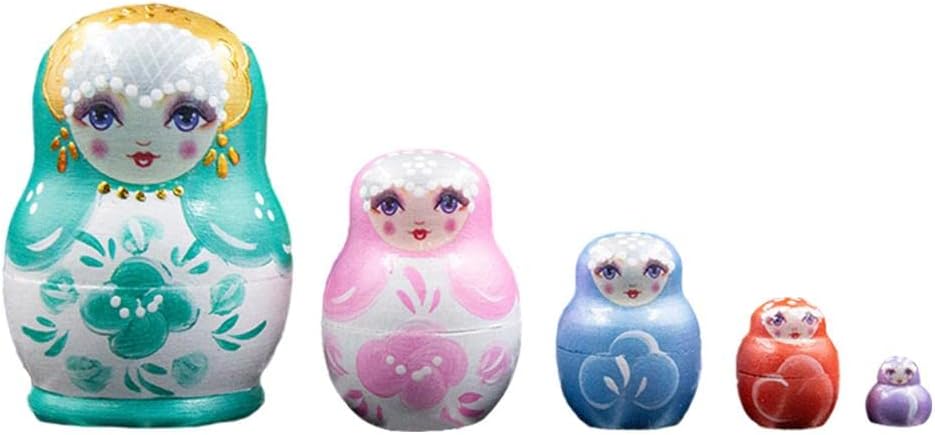 Muñeca de anidación rusa tradicional de moda Matryoshka Juguetes para niños Regalo Decoración de habitación de cumpleaños – Verde