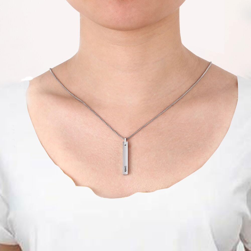 3D Bar Necklace – Bar Necklace with Kids Names – Engraved Mothers Necklace – Custom Couple Necklace – Personalized Bar Pendant – Mom Gift