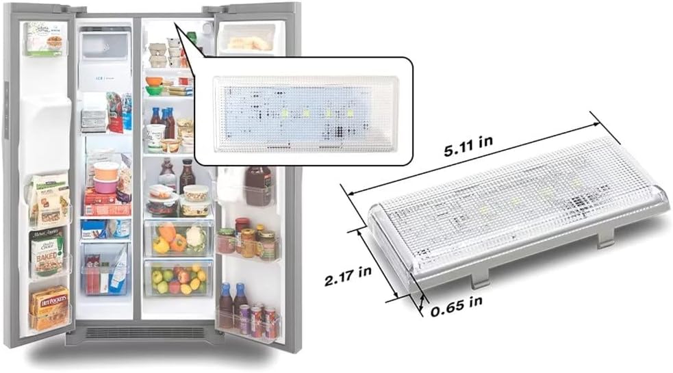 Repuesto de luz LED W10515058 para Whirlpool WRS322FDAM00, WRS322FDAM01, WRS322FDAM02, WRS322FDAM03, WRS322FDAM04, WRS537SIAB00, WRS537SIAF00