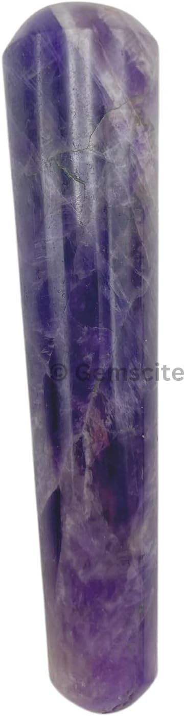 Varita de masaje de amatista con piedras preciosas  Imagen redondeada de cristal raíz chakra Kundalini Yoga Activador Varita 4″