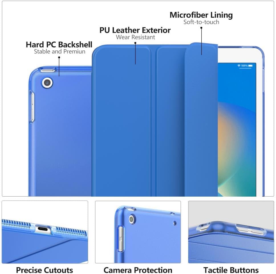 MoKo Funda para iPad 10.2, iPad de 9 generación 2021, iPad de 8 generación 2020, iPad de 7 generación 2019, funda inteligente delgada con soporte